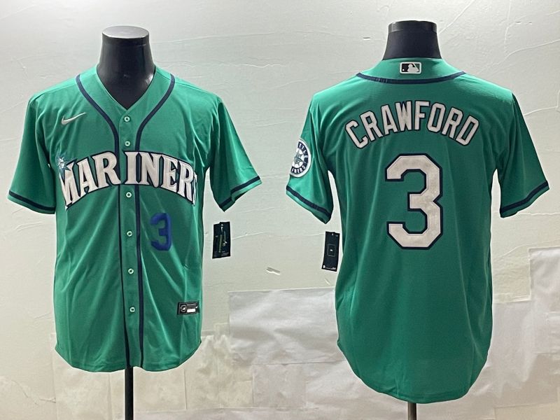 Men Seattle Mariners 3 Crawford Green Game 2025 Nike MLB Jersey style 3